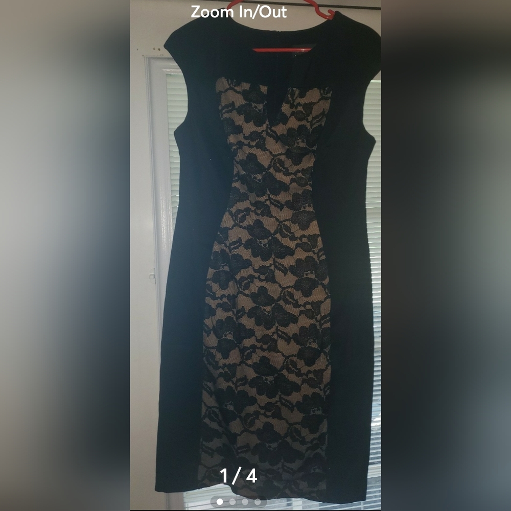 Connected Apparel Black and Beige  Dress Size 12